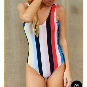 Cupshe Stripe Backless One-Piece Swimsuit- NWT